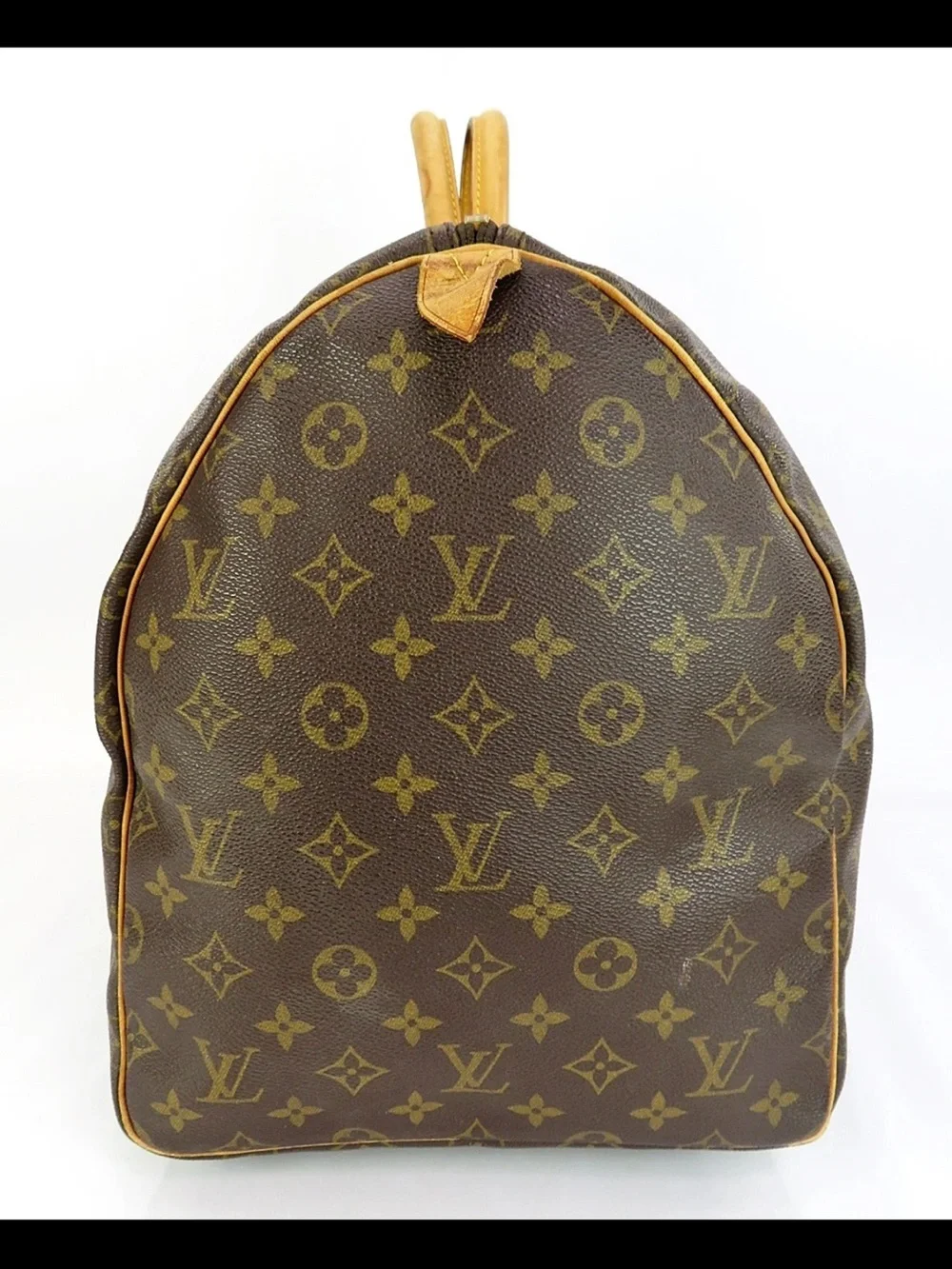 Louis Vuitton Brown Monogram Duffel Bag with Tan Trim